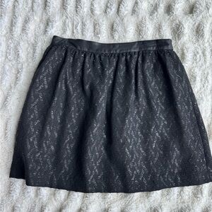 Black A-Line Skirt with Leather